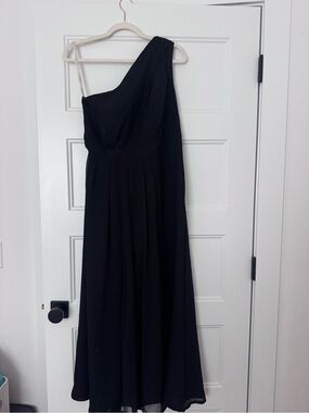 David's Bridal One-Shoulder Black Formal Dress
